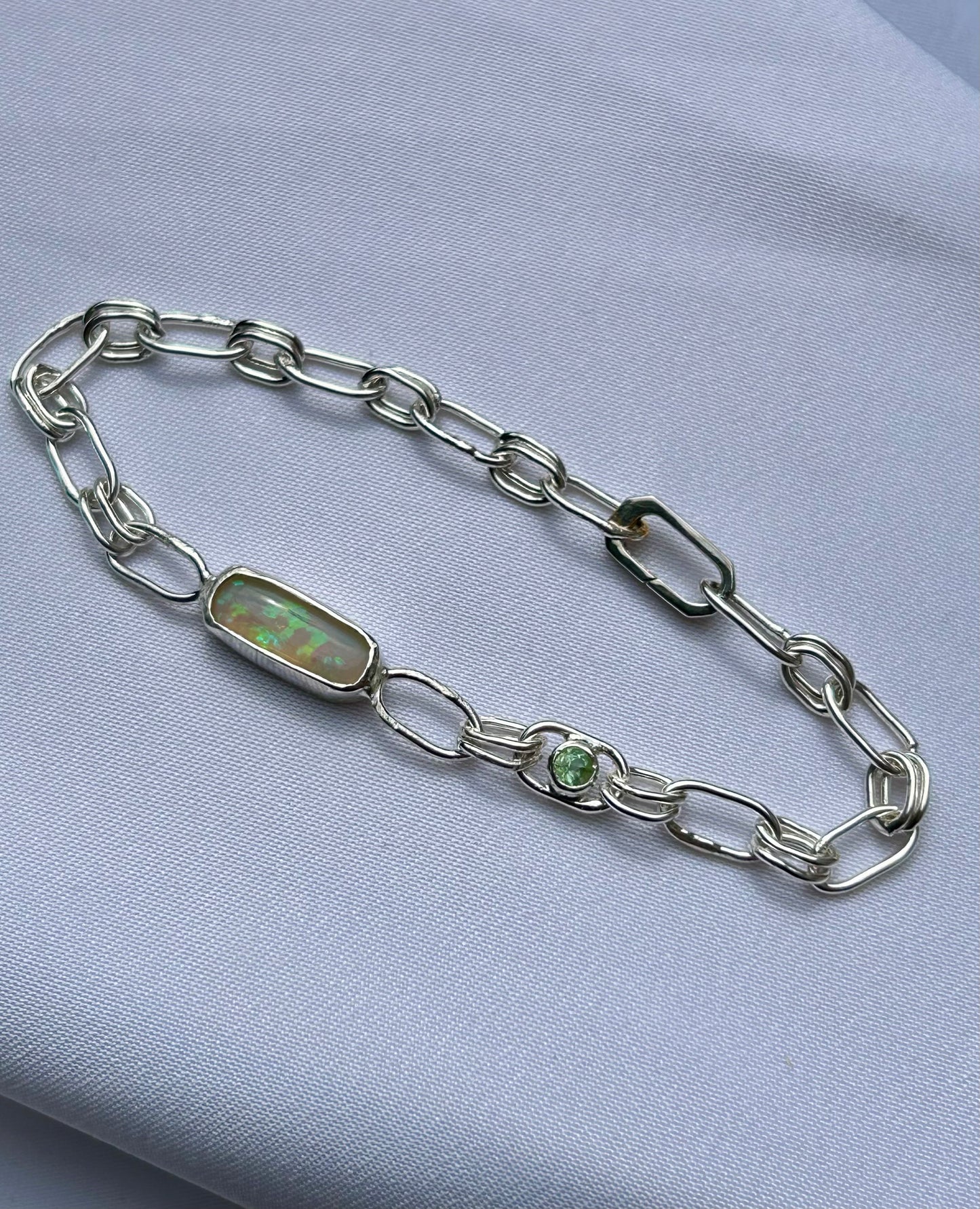 Green opal and Tsavorite bracelet.