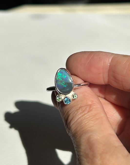 Stormy Night Opal Ring