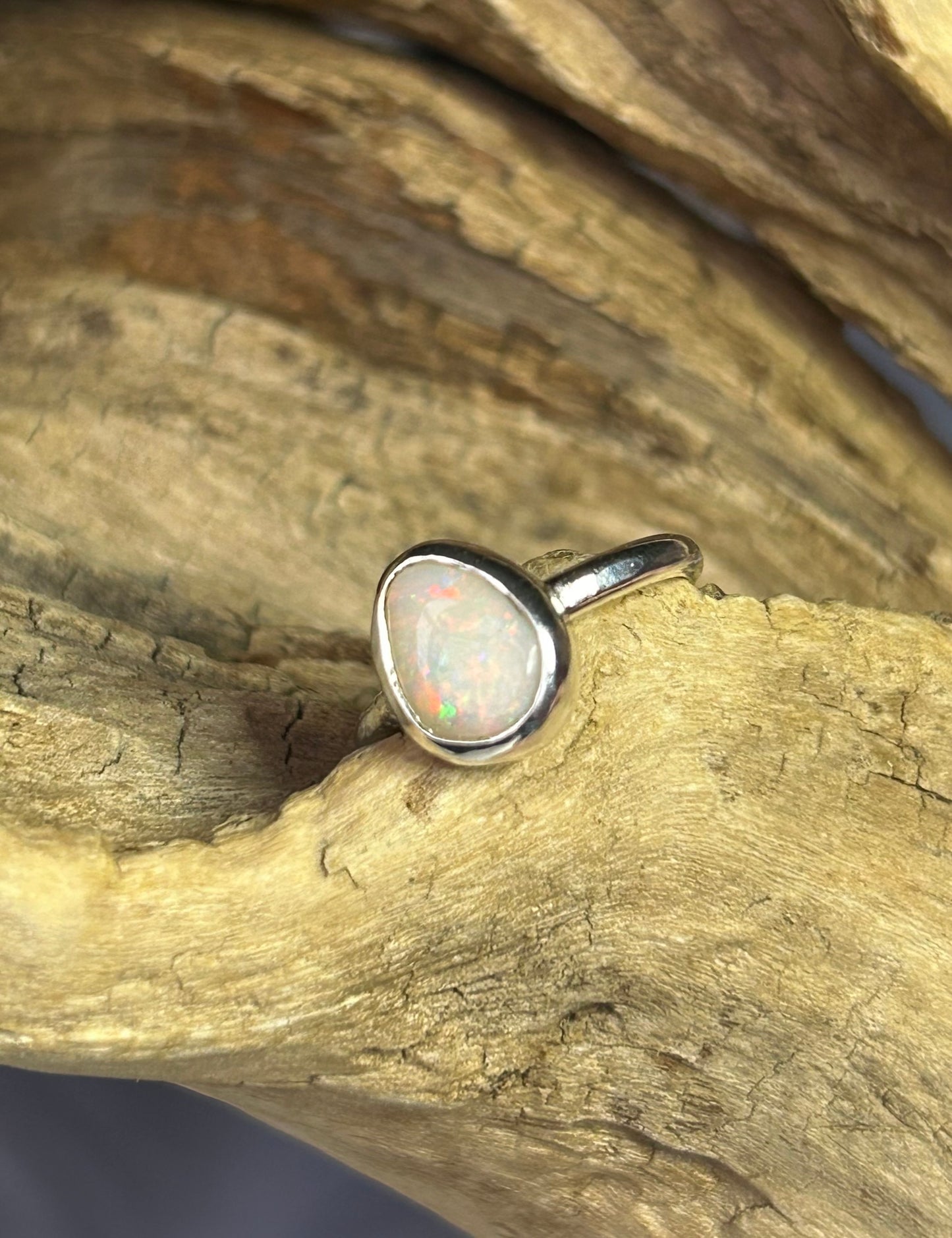Teardrop solid opal ring