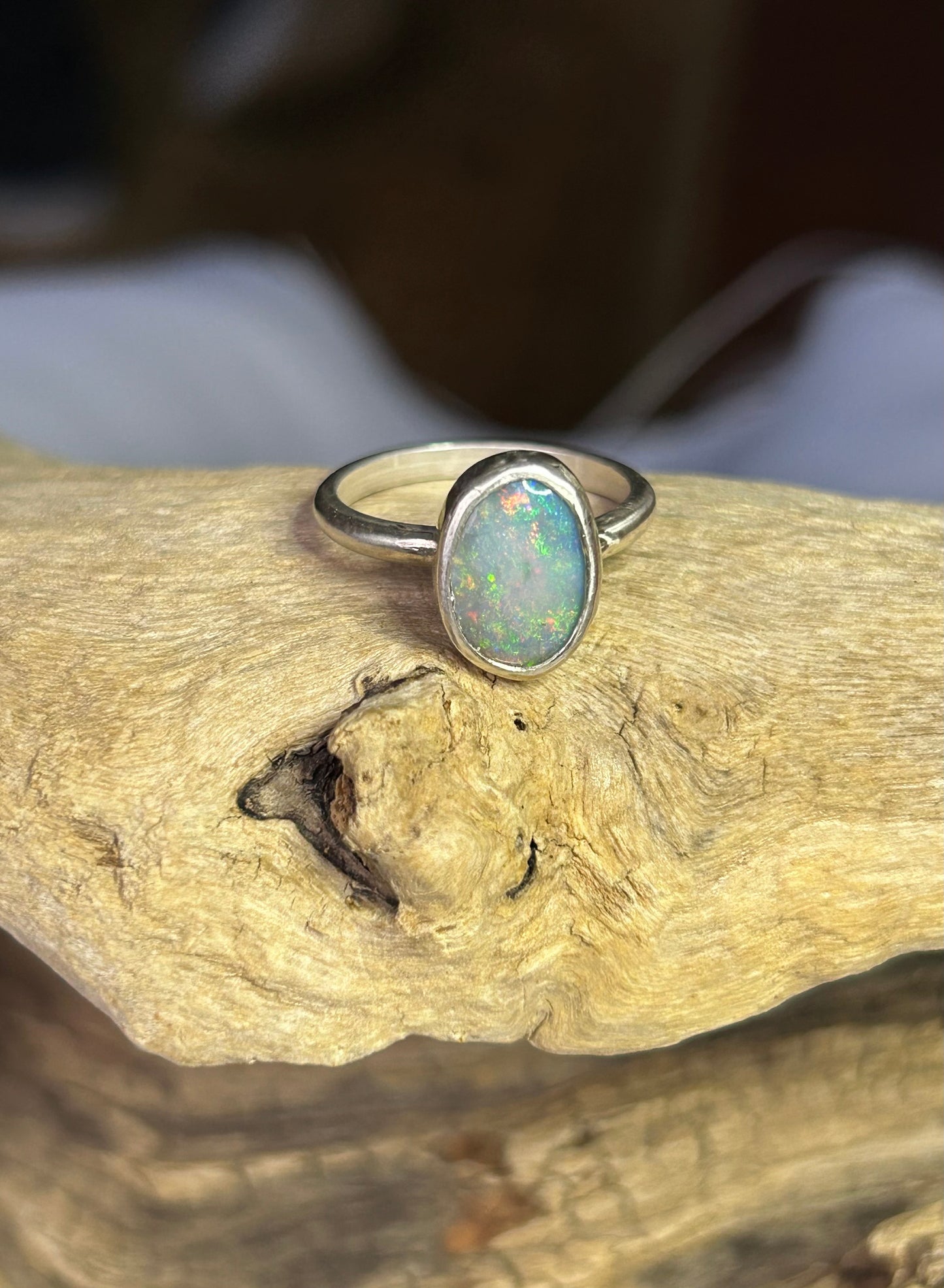 Solid crystal opal ring