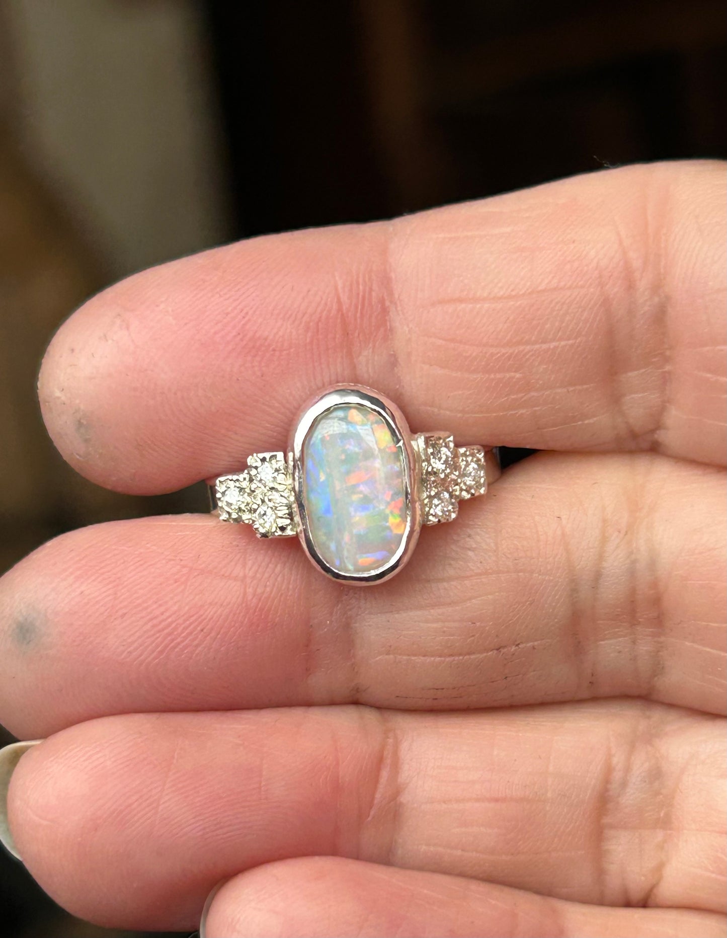 Rainbow Opal Ring