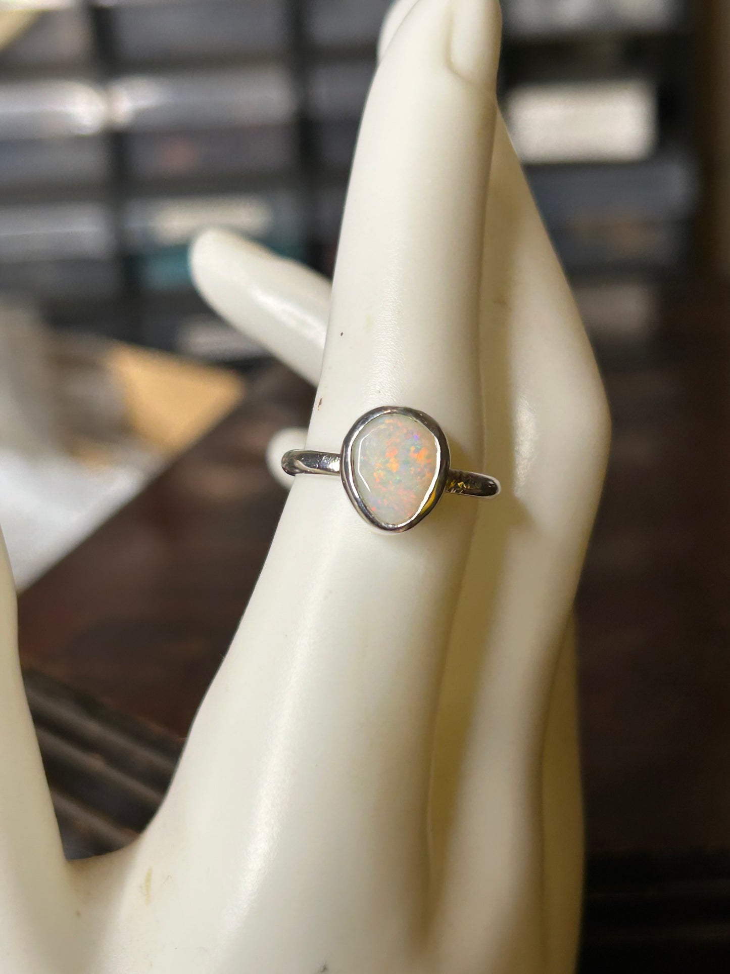 Teardrop solid opal ring