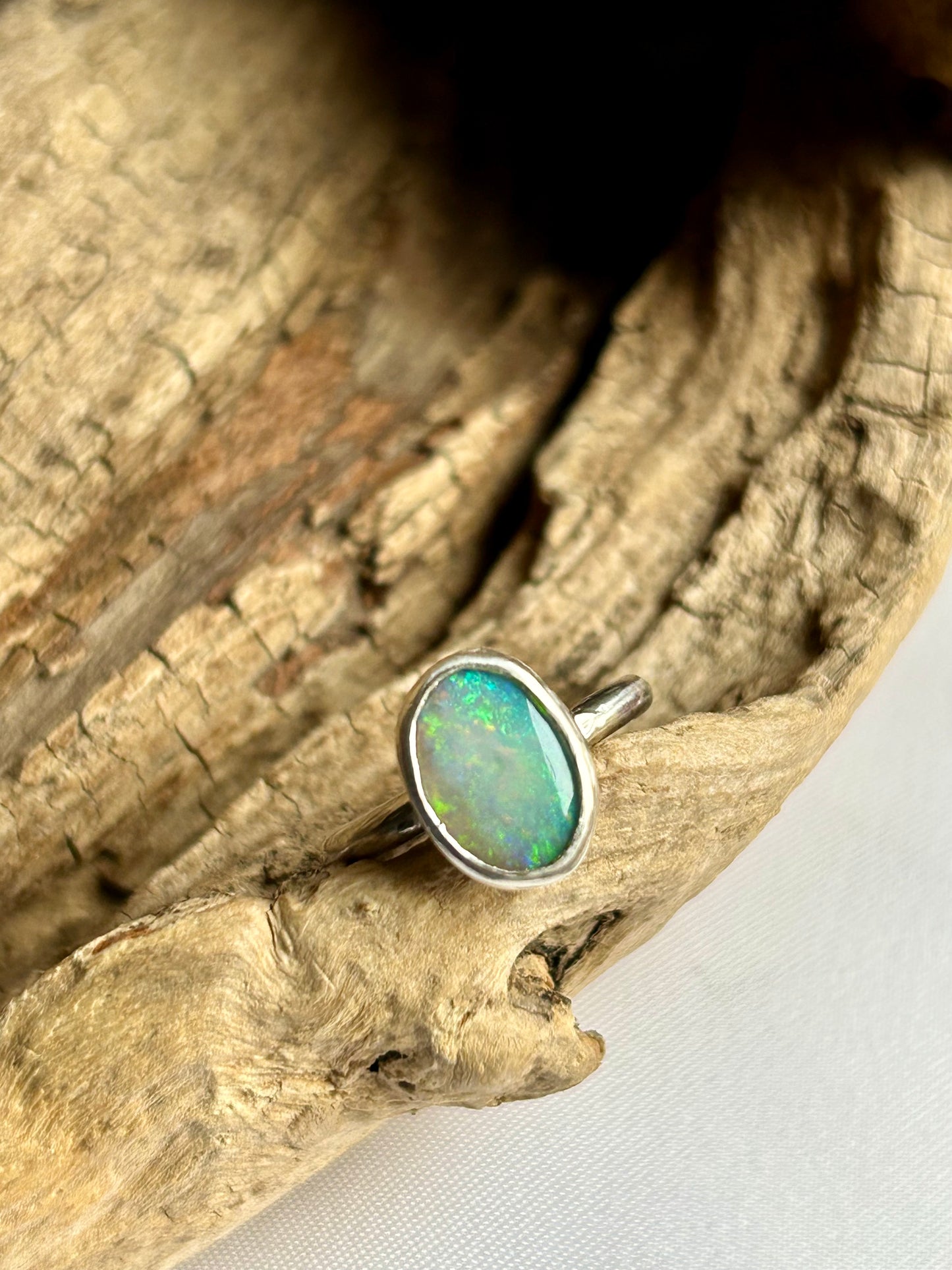 Solid crystal opal ring