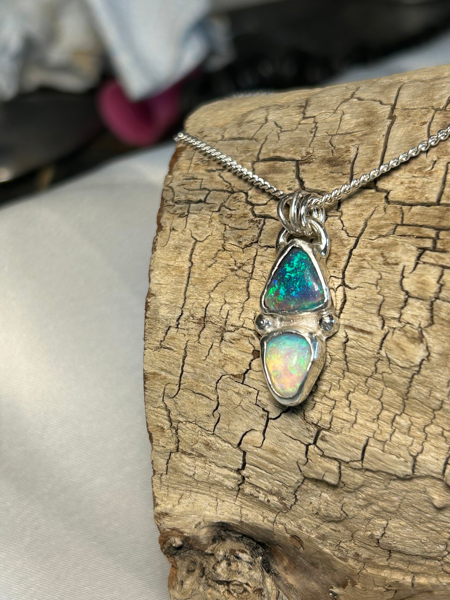 Double Crystal Opal pendant