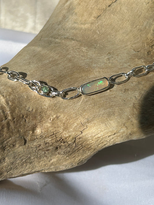 Green opal and Tsavorite bracelet.
