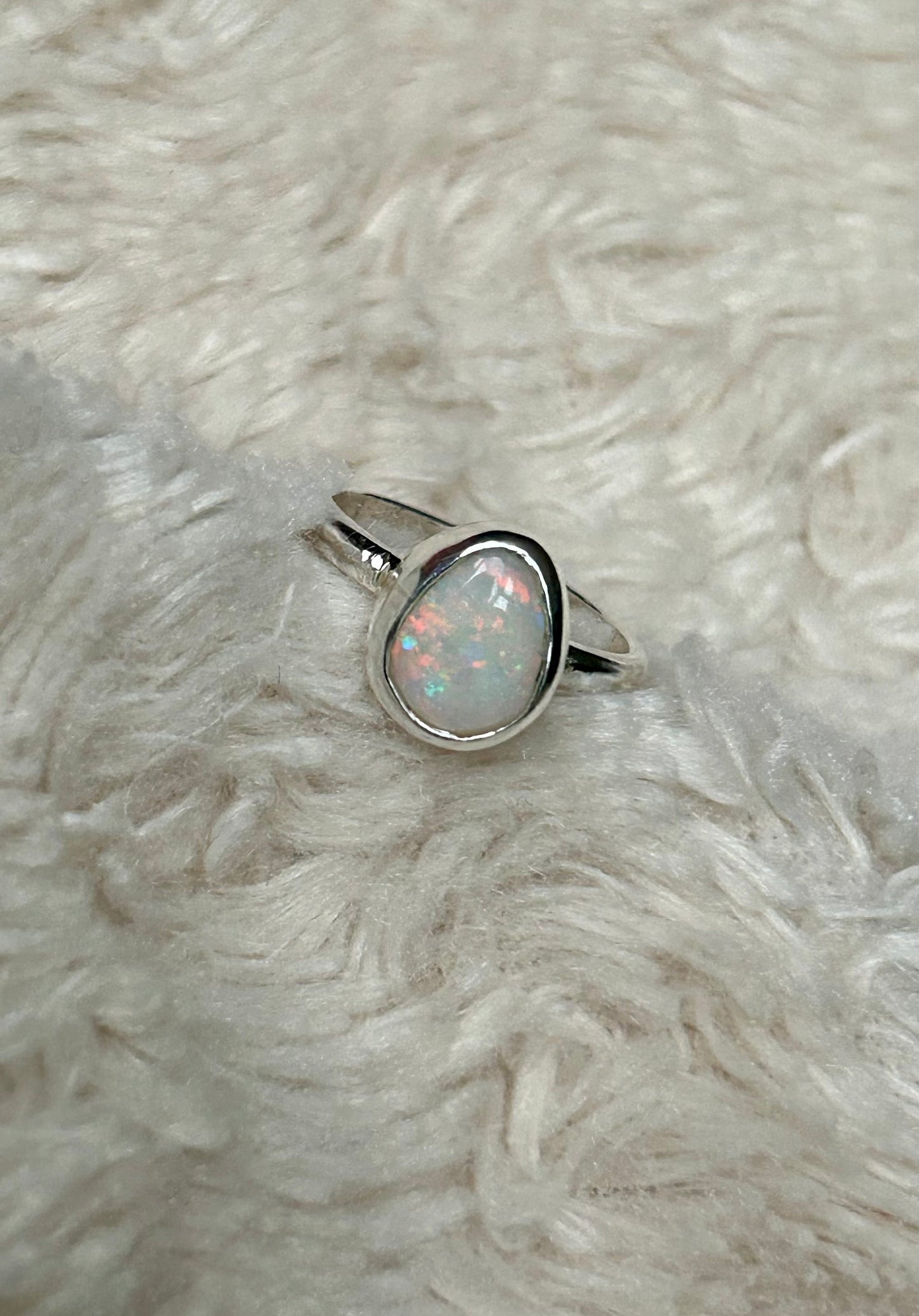 Teardrop solid opal ring