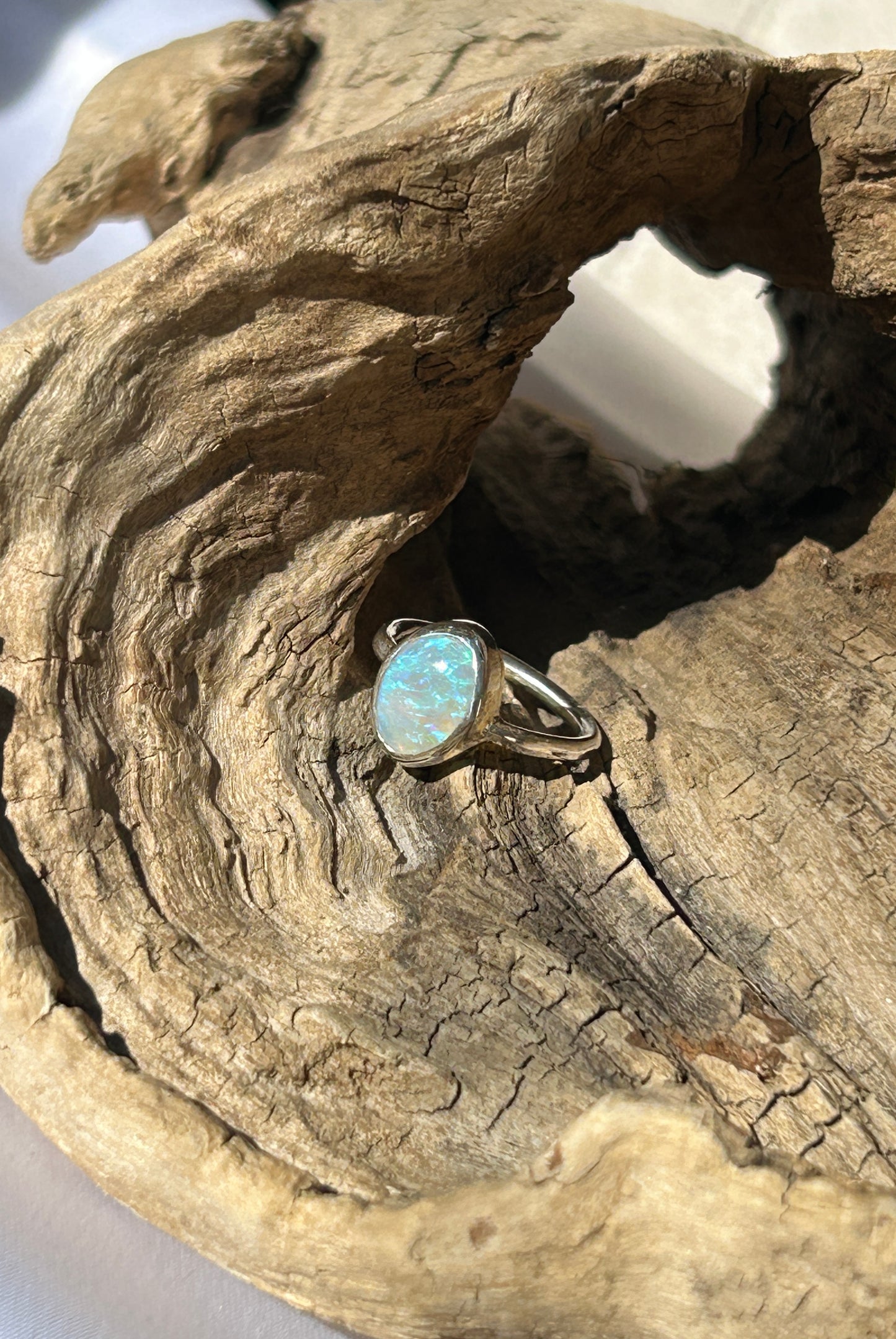 Crystal opal ring