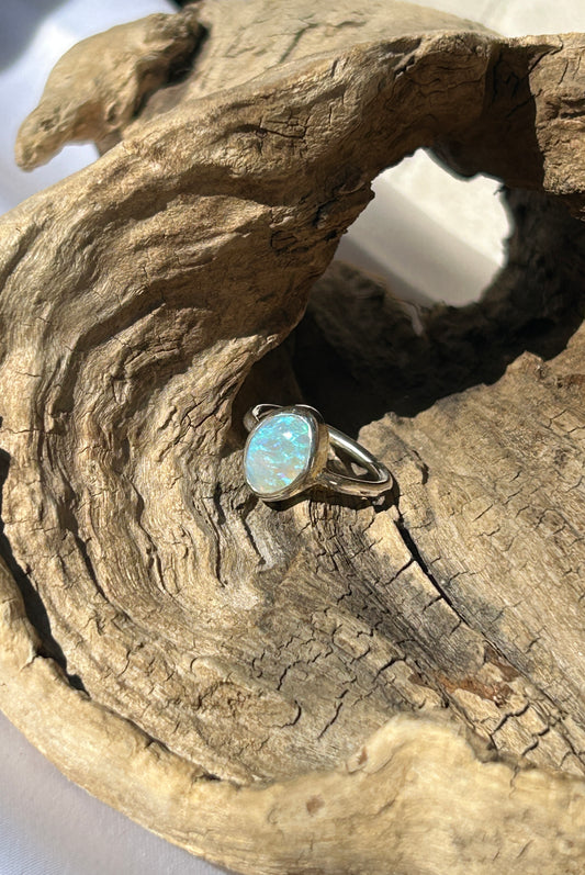 Crystal opal ring