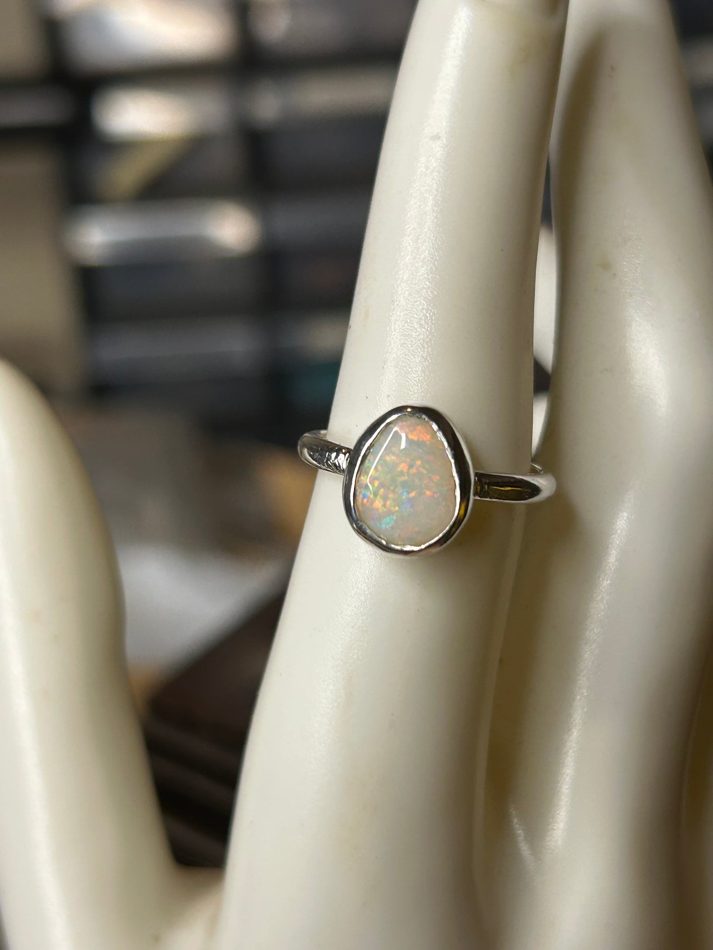Teardrop solid opal ring