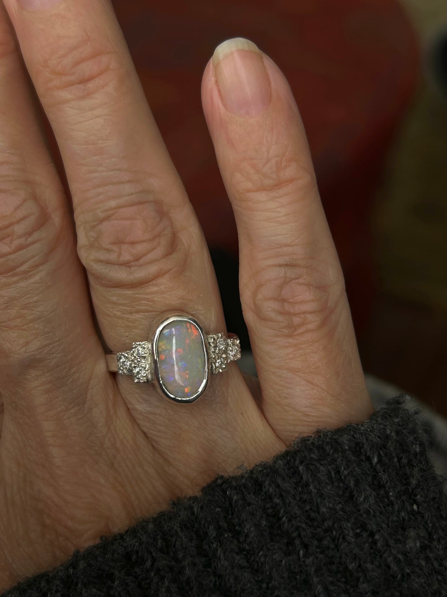 Rainbow Opal Ring